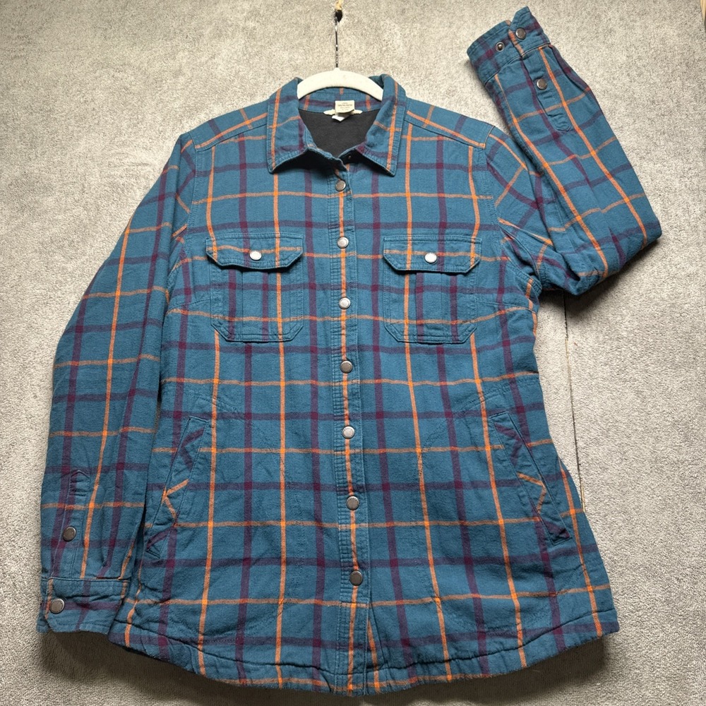 Duluth Men's Lined Plaid Snap Button Shirt Jacket Workwear Shacket Medium - Picture 2 of 10